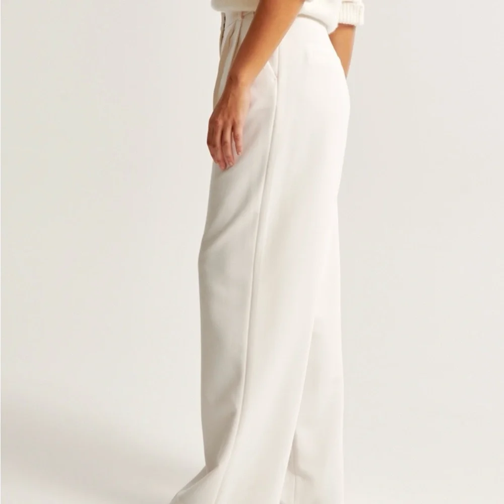 Curve love Abercrombie & Fitch Cream Sloane Wide Leg Pants - Picture 3 of 9
